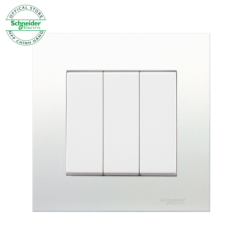 Bộ công tắc ba 1 chiều 16A màu Trắng hoặc màu Xám bạc, dòng vuông Vivace  đẳng cấp - Schneider Electric - KB33_1_WE_G19; KB33_1_AS_G19
