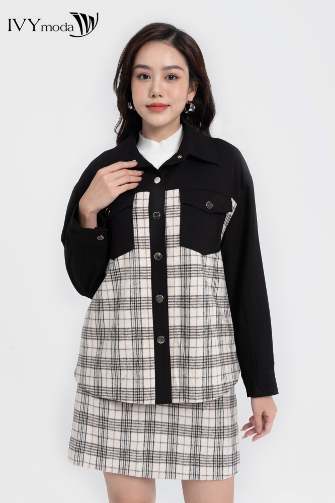 Áo sơ mi dạ kẻ IVY moda MS 70M8016
