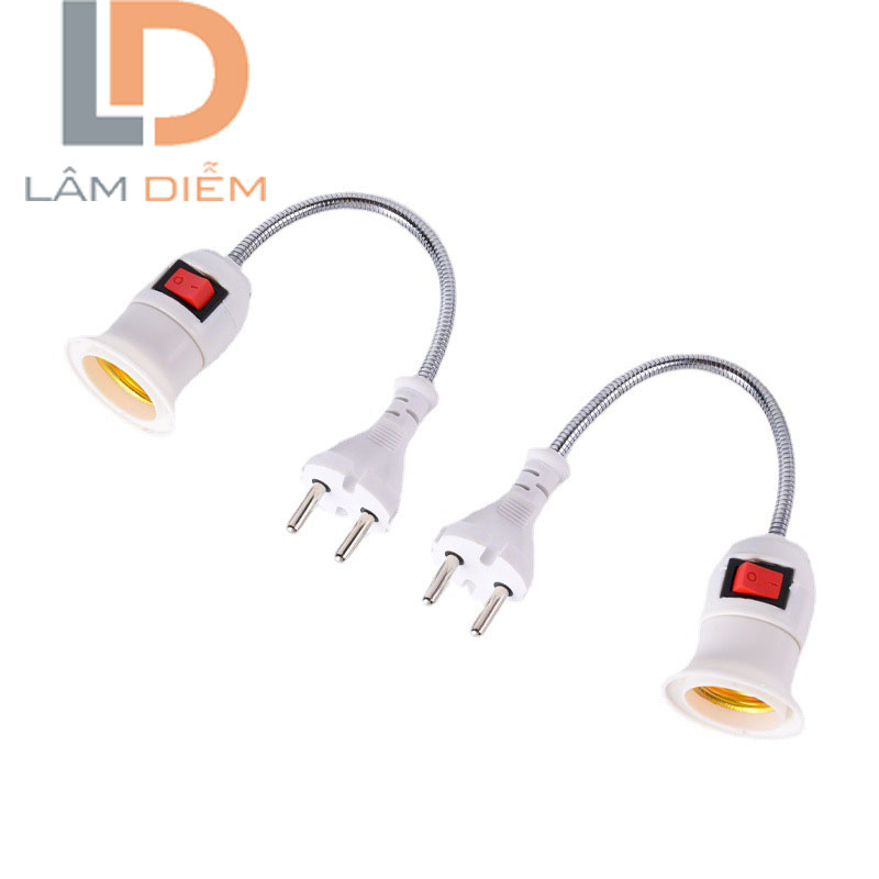 chuôi đèn lò xo có công tắc e27 xoay 360 độ