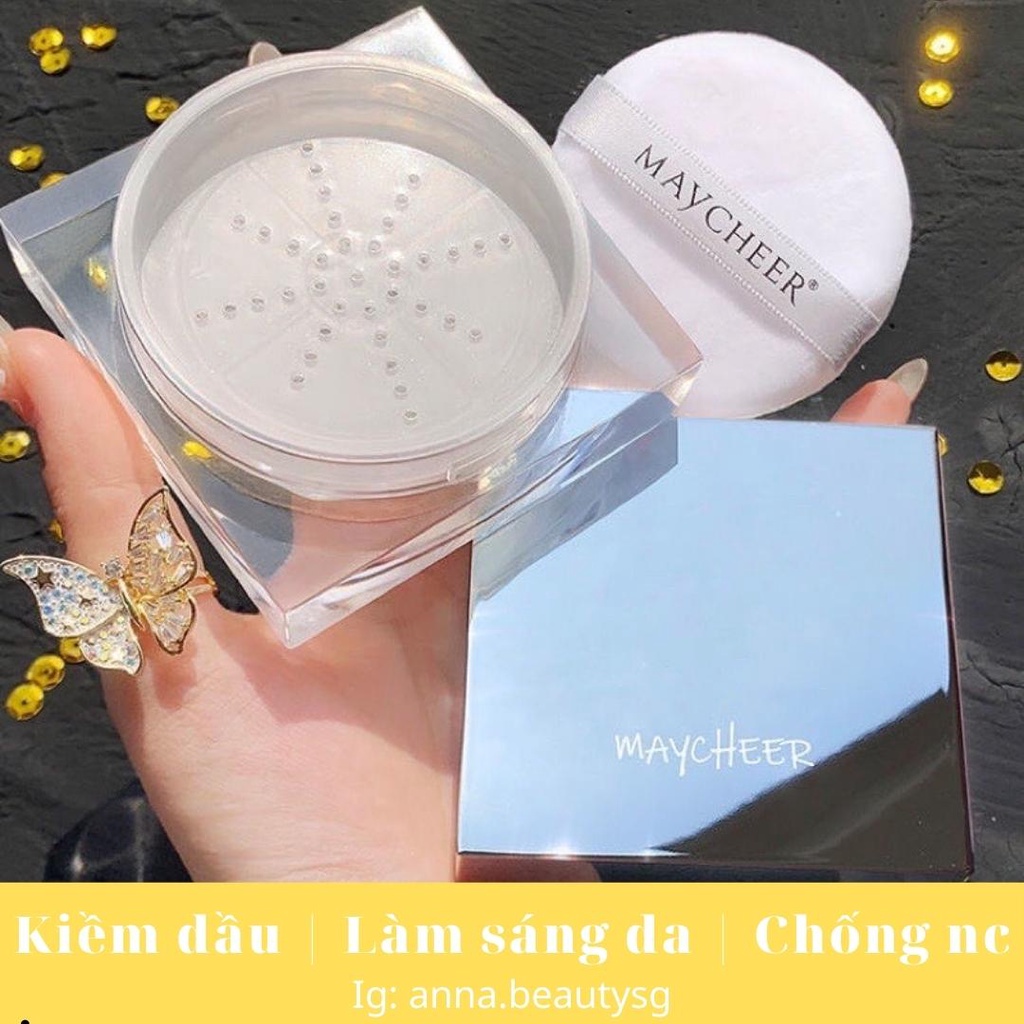 Phấn phủ kiềm dầu dạng bột phấn phủ có kim tuyến Maycheer