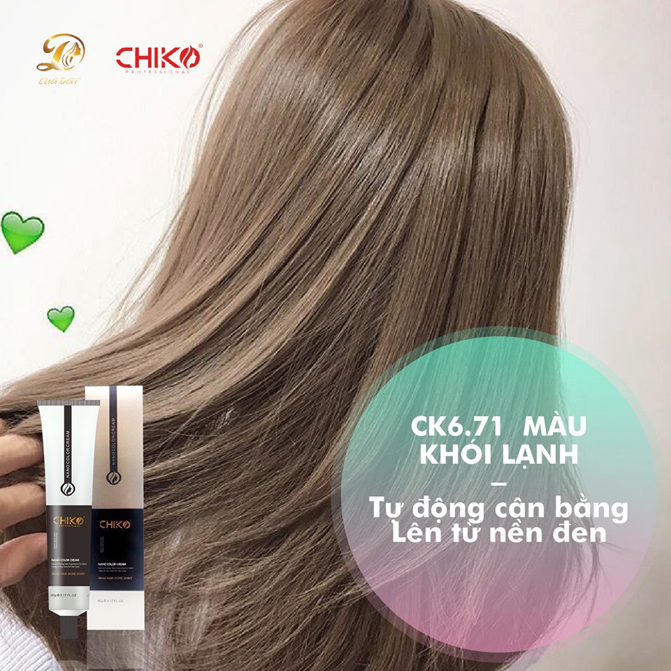 kem nhuộm tóc màu nâu khói lạnh (kèm oxi và găng tay)