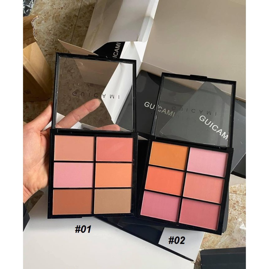 Bảng má hồng GUICAMI Pro Multi Blush Color Palette 6 ô màu đa dạng, mịn tự nhiên