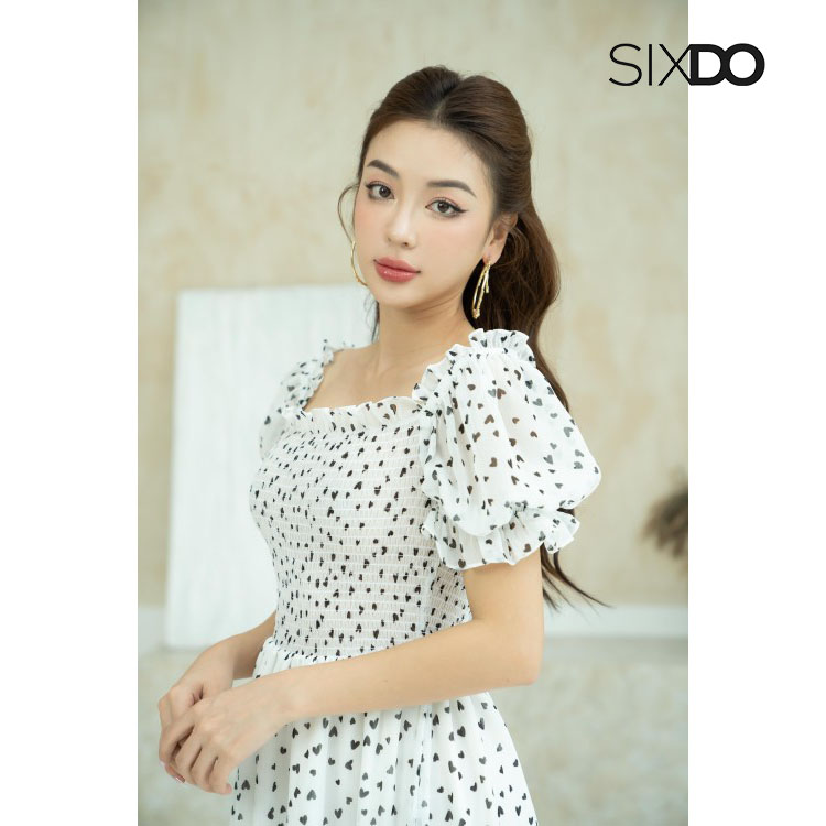 Đầm midi chấm bi SIXDO (Polka Dot Midi Voile Dress)