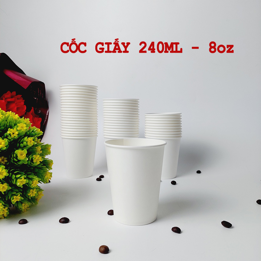 500 chiếc cốc giấy 240ml - 8oz ly giấy cafe NHẬP KHẨU HÀN QUỐC