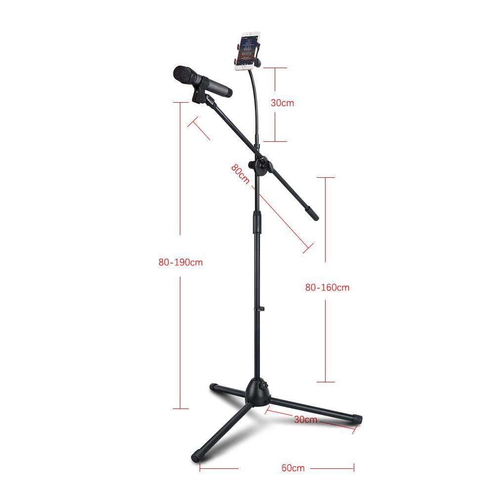 Chân đế micro với kẹp điện thoại Boom Mic Stand