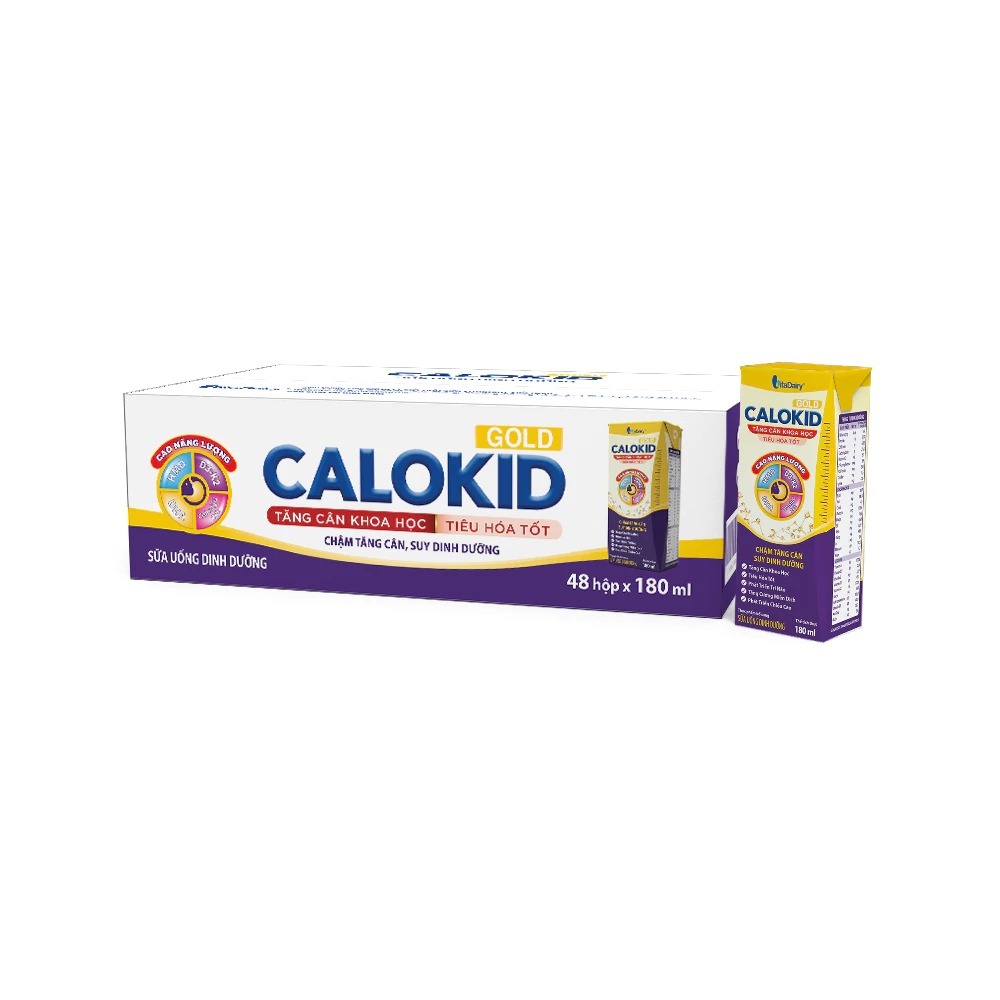 (Tặng Quà Từ 2 Thùng, Có Thẻ QR)  Sữa Bột Pha Sẵn Calokid 180ml_Thùng 48 Hộp (BIBISTORE)