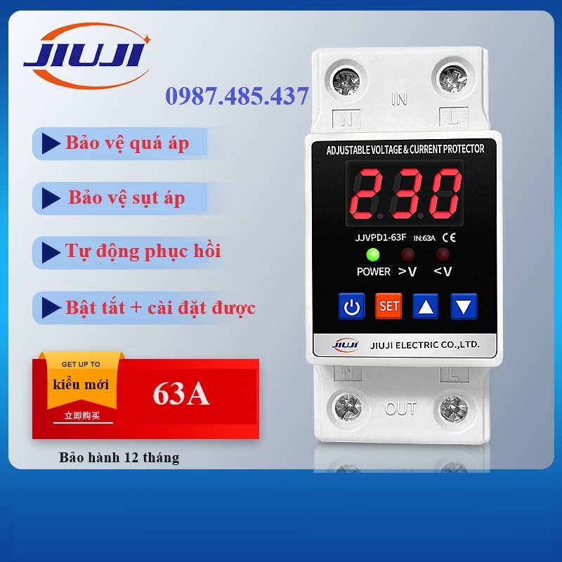 Bảo vệ mất pha - mất trung tính- quá áp, thấp áp 2P 63A