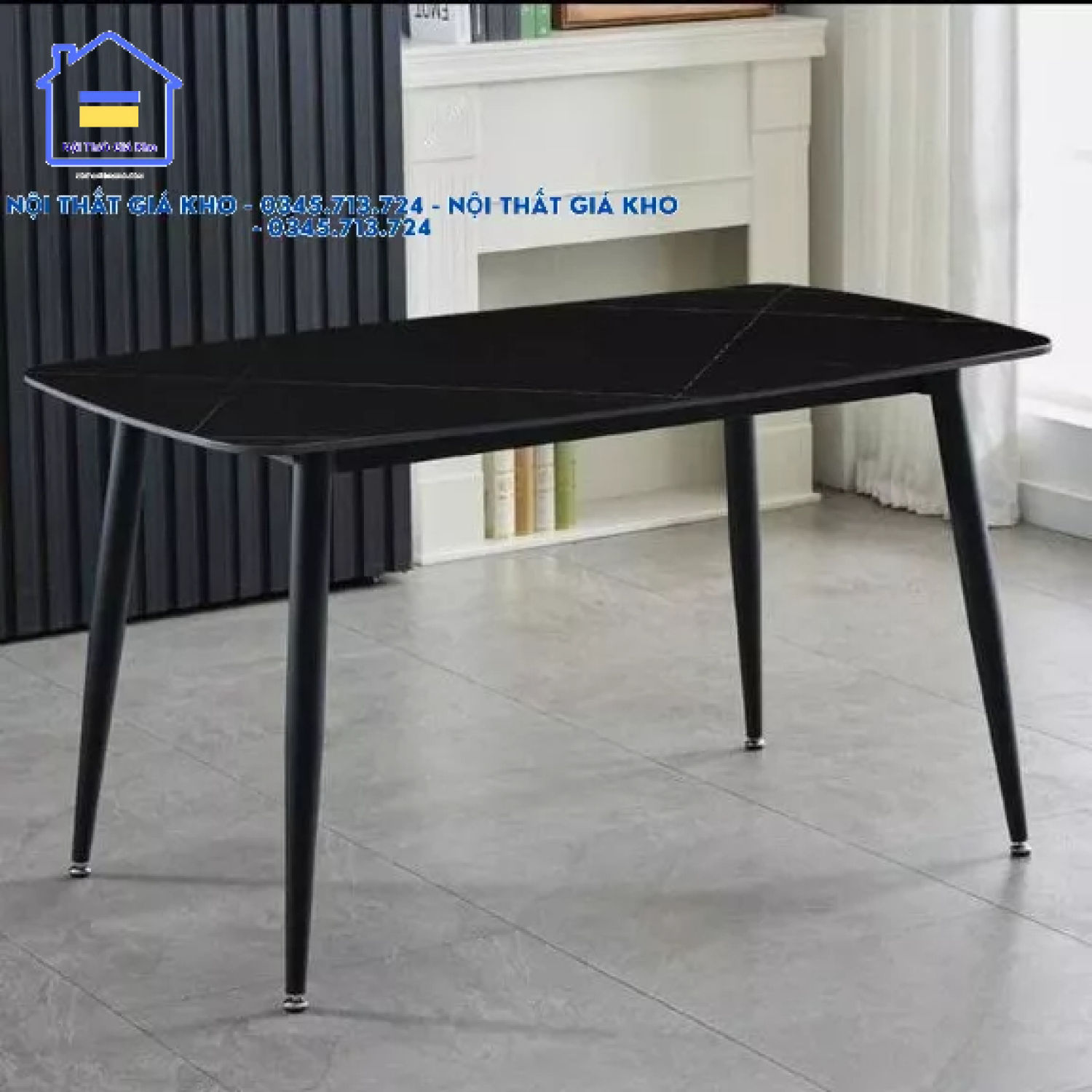 Bàn ăn chân côn mặt đá ceramic