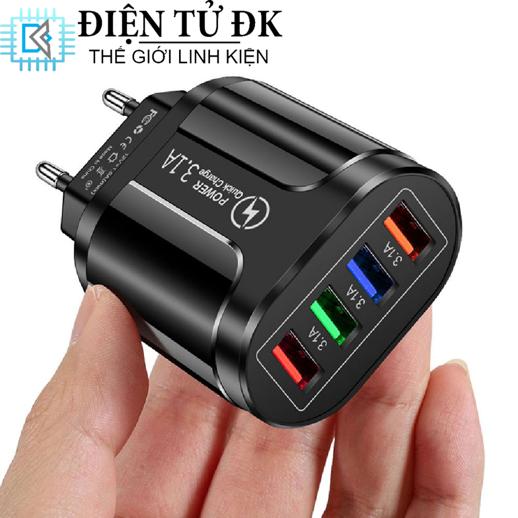 Cốc Sạc Nhanh 4 Cổng USB Tiện Dụng