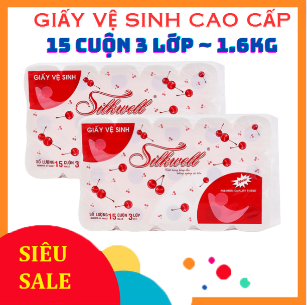 Giấy vệ sinh cao cấp 3 lớp Silkwell 15 cuộn