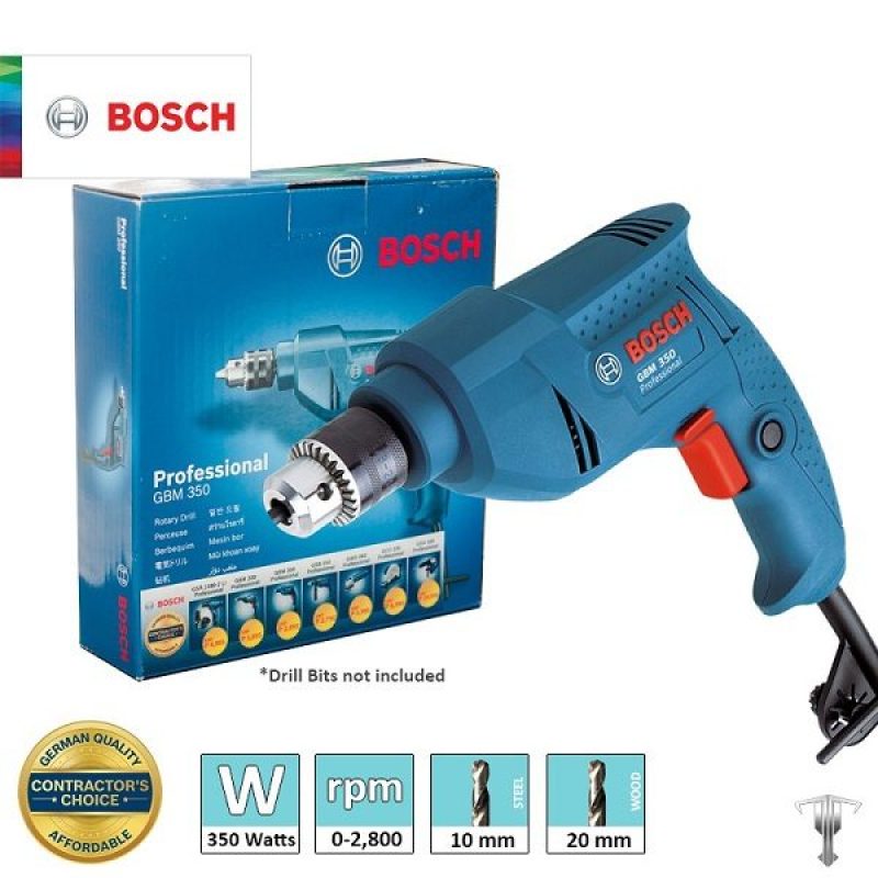 Máy khoan Bosch GBM 350 Professional - Công suật 350W - Tốc độ định mức 2000 vòng/1 phút