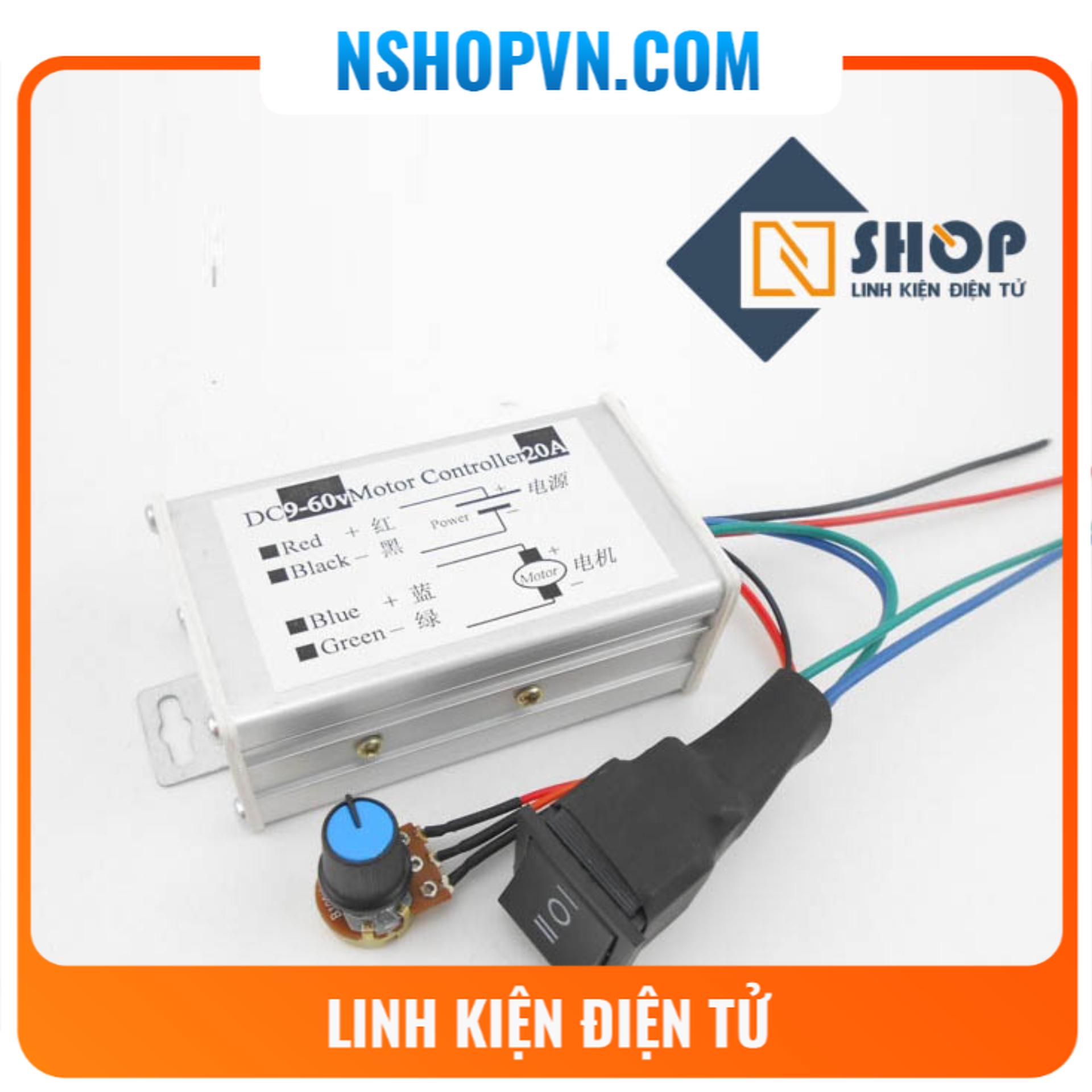 Bộ điều khiển tốc độ động cơ DC 20A có đảo chiều - vỏ nhôm