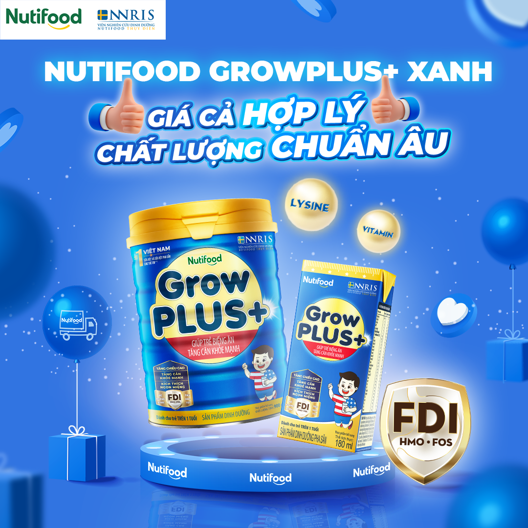 Sữa bột Nutifood GrowPLUS+ Xanh (900g)