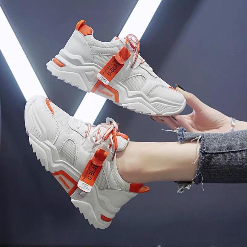 (VIDEO) Giày thể thao nữ độn đế gắn mác Jintu 3 màu vàng trắng cam Shyn Store giá rẻ