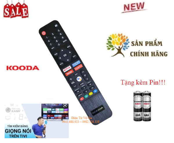 Bảng giá Remote Điều khiển tivi KOODA giọng nói- Hàng chính hãng theo TV mới 100% Tặng kèm Pin!!!