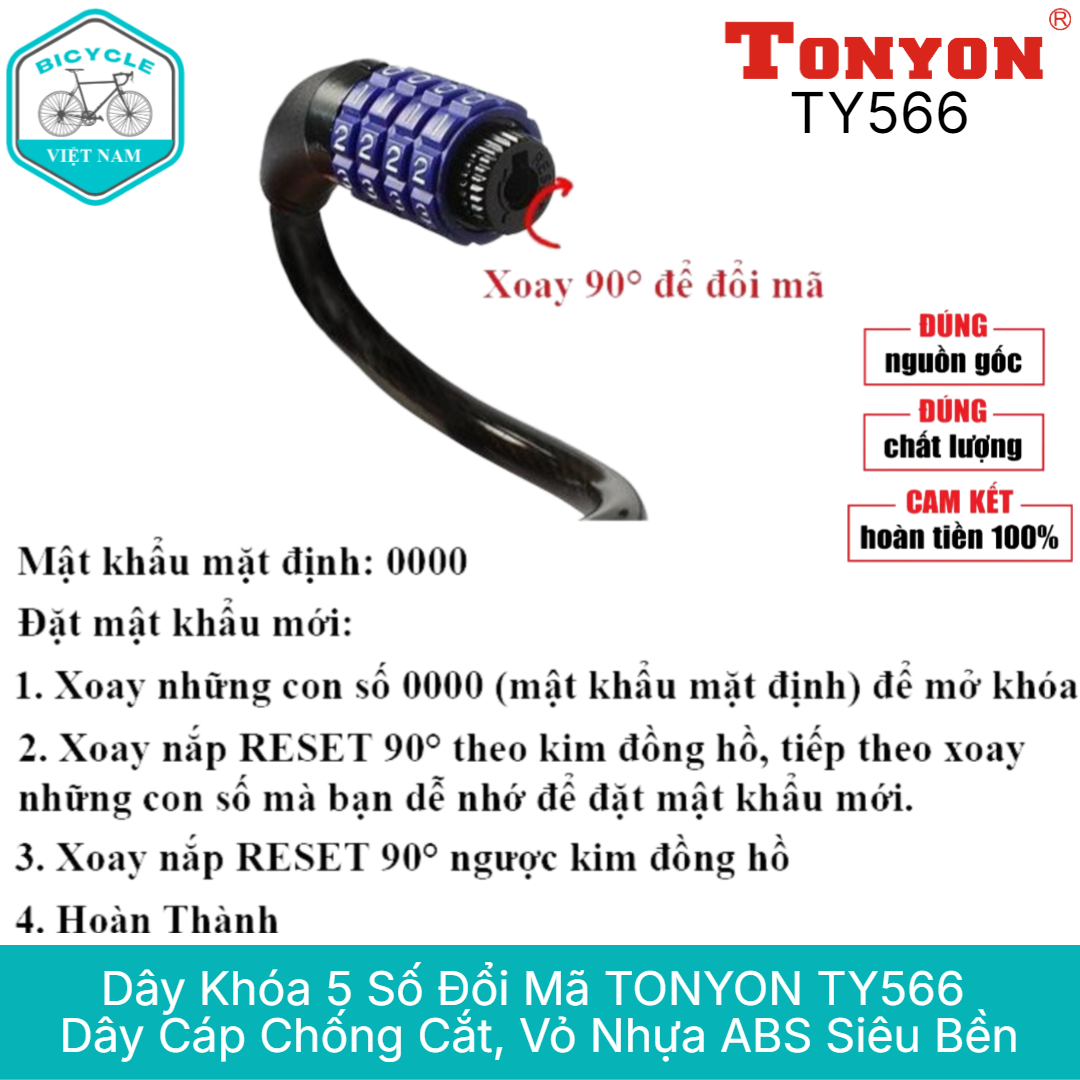 Tonyon Ty566 5-Digit Code Changing Bicycle Lock – Safe, Durable, Easy to Use