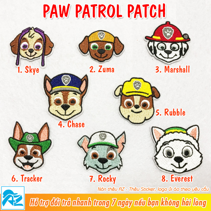 Patch vải thêu hình logo chó cứu hộ paw patrol - Sticker ủi vá quần áo S202