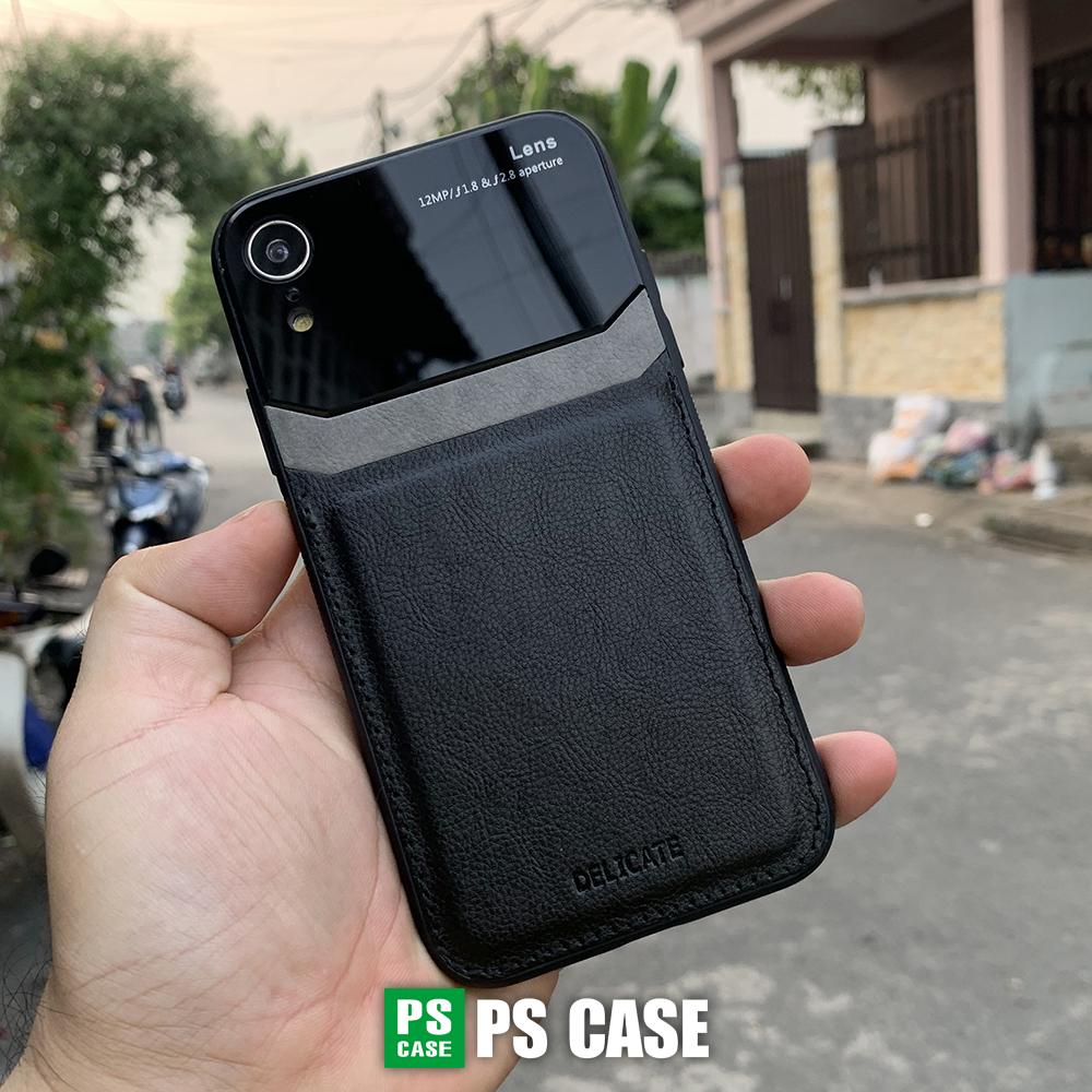 Ốp lưng da kính cao cấp dành cho iPhone XR - Màu đen - PS Case Phân Phối
