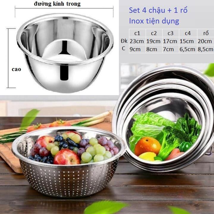 SET 5 MÓN RỔ INOX