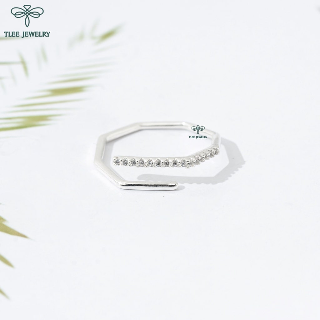 Nhẫn bạc nữ TLEE khúc cây đính đá freesize cao cấp TleeJewelry A0277