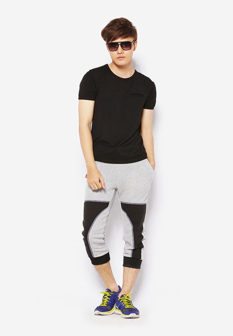 Quần lửng jogger nam phối xám đen Phúc An 1018