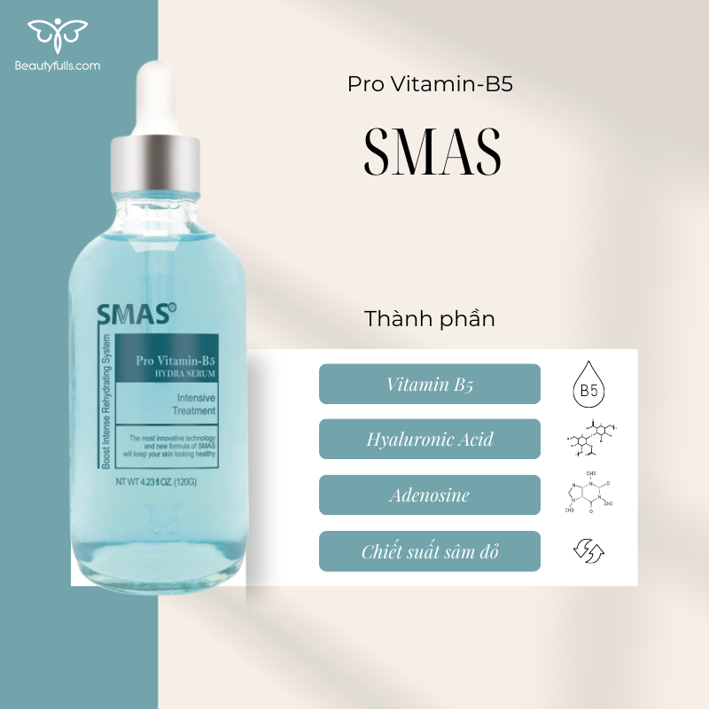 Tinh chất phục hồi Smas Pro Vitamin B5 Hydra Serum 120ml [Hàng Công Ty]