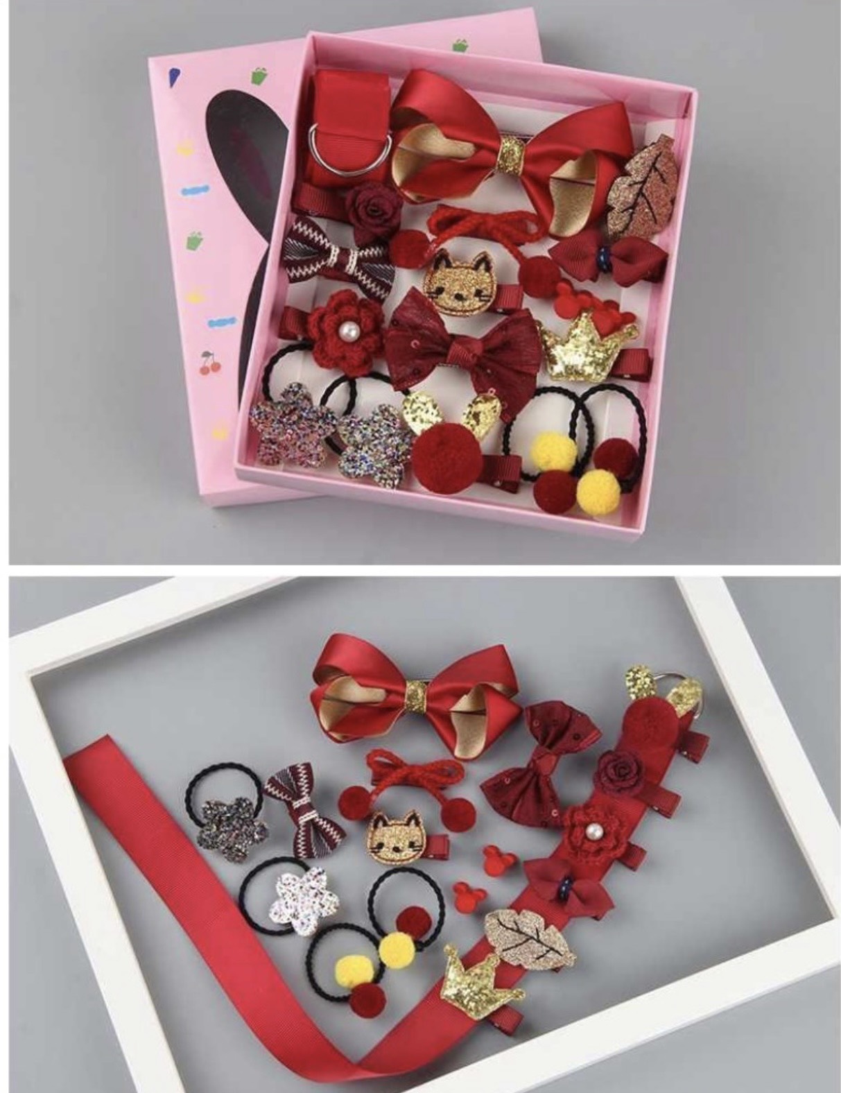 Set 17 Cặp Tóc, Dây Buộc Tóc Siêu Cute Dễ Thương Cho Bé Gái