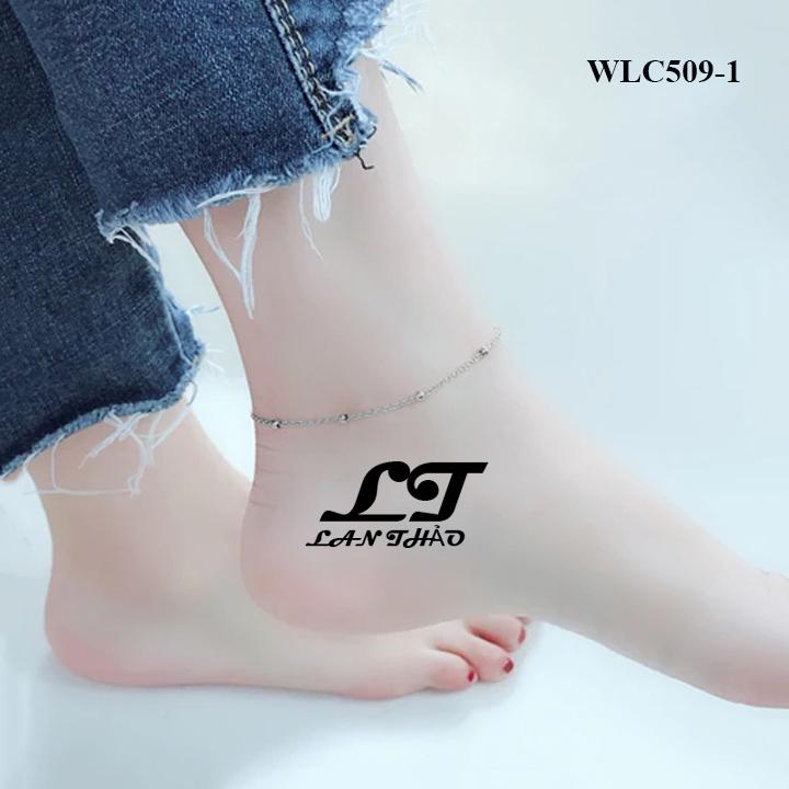 LẮC CHÂN TITAN DÂY CONG GẮN BI XINH XẮN K ĐEN K GỈ SÉT WLC509 (Trắng, Vàng, Vàng hồng)