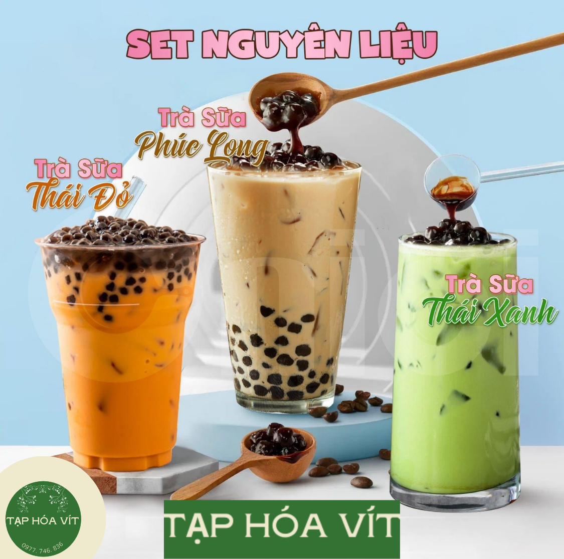 Set nguyên liệu trà sữa pha trà sữa