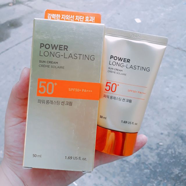 Kem Chống Nắng 50ml 80ml The Face Shop Đa Chức Năng Màu Vàng NATURAL SUN ECO POWER LONG-LASTING SUN CREAM SPF50+ PA+++ Chống Lão Hóa, Lên Tone Tự Nhiên Dùng Làm Kem Lót