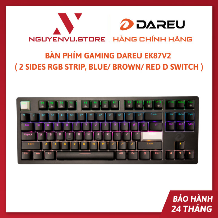 Dareu ek87 V2 black gaming mechanical keyboard (2 sides RGB strip, blue/brown/red D switch) -authentic