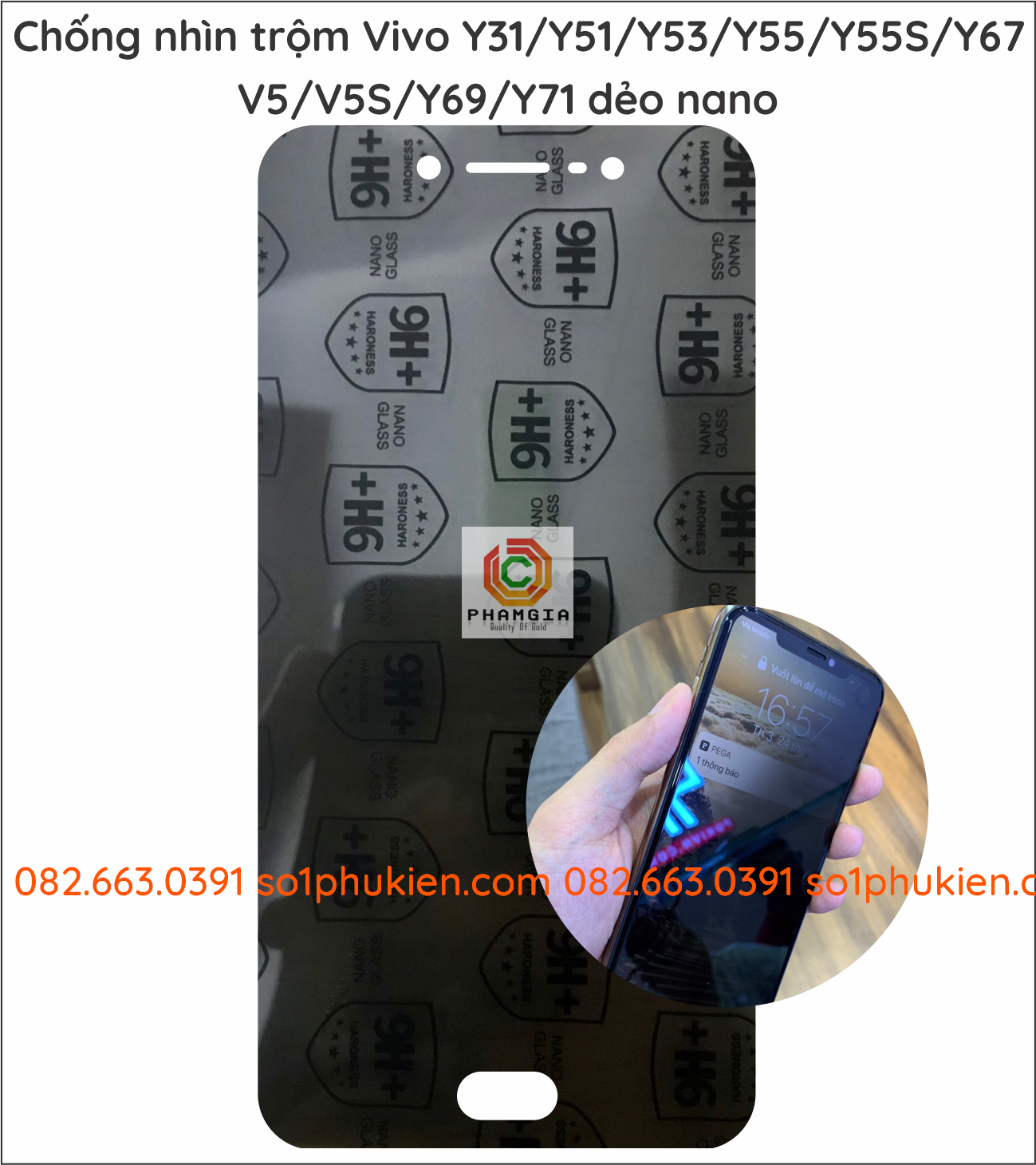 Dán cường lực chống nhìn trộm vivo Y31 Y51 Y53 Y55 Y55S Y67 V5 V5S Y69 Y71 (chống vỡ siêu bền)dẻo nano