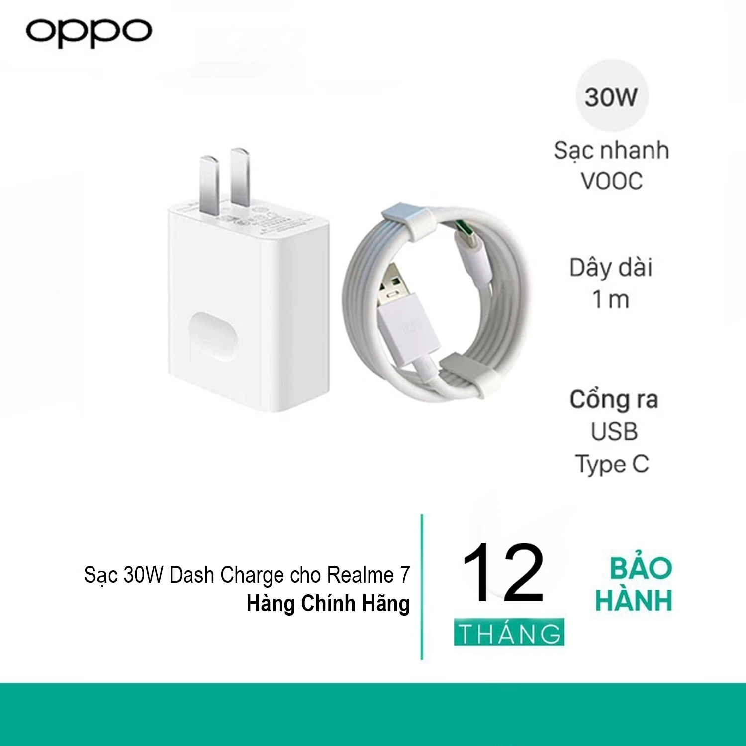 Sạc 30W Dash Charge cho Realme 7