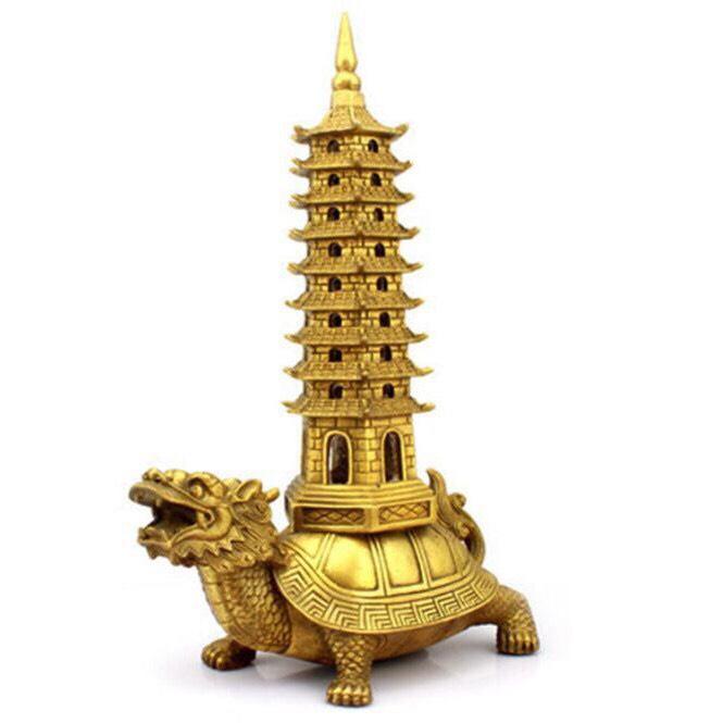 Tháp rùa cao 17cm chất liệu đồng