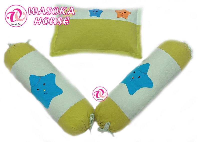 Set pillow lying pillow hug for baby (3tháng-2t)/pillow quilt cotton covering the beautiful star, soft breathable cool