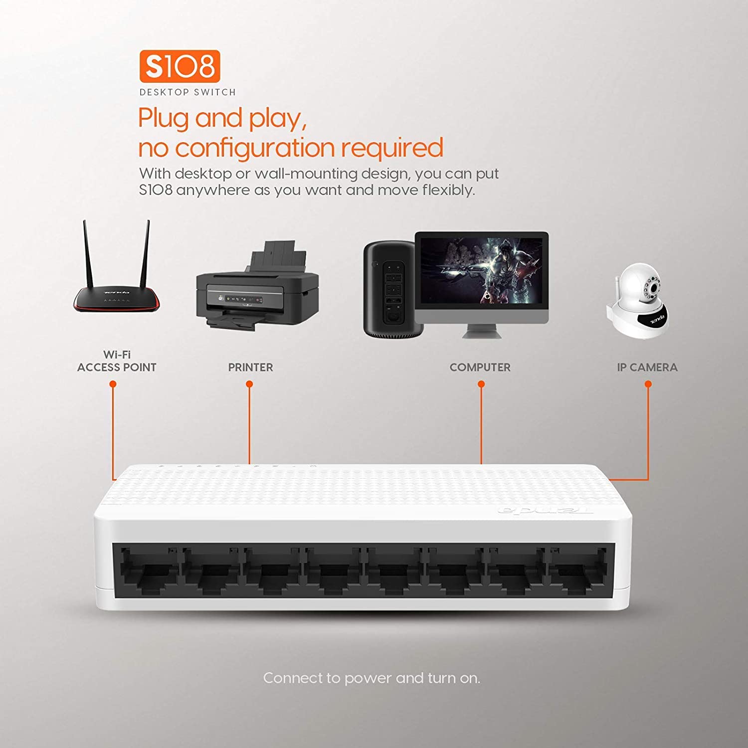 Tenda S108 Network Switch - 8 Port / Switch 8 Port, 100Mb