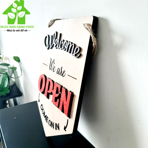 Bảng gỗ decor trang trí SHOP 🚀OPEN - CLOSE 2 MẶT🚀 (tặng kem móc treo tường)