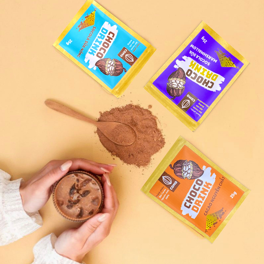 Bột socola sữa 3 trong 1 thơm béo đậm đà 25g Como Chocolate