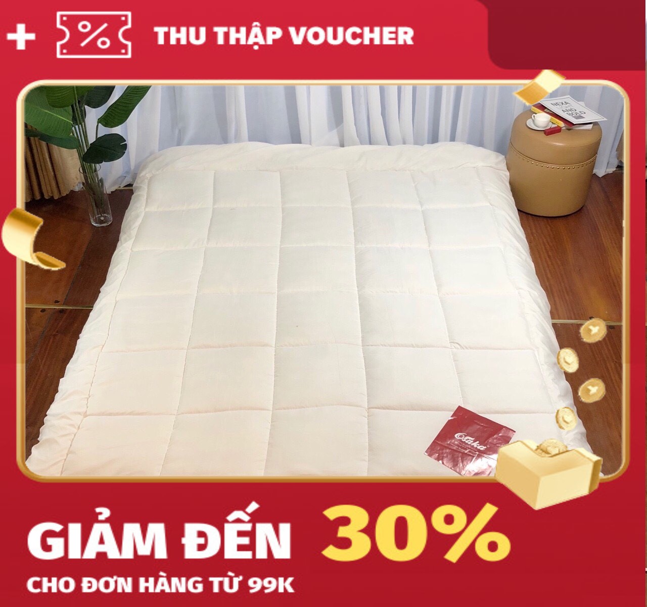 Ruột chăn bông cao cấp. Kích thước 2m x 2m2 nặng 2,2kg. Sản phẩm thích hợp cho mọi không gian phòng ngủ ạ. Giặt máy ok z