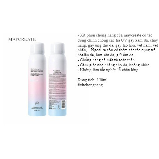 XỊT CHỐNG NẮNG TRẮNG DA MAYCREAT NỘI ĐỊA TRUNG