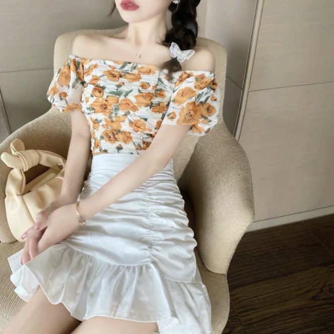 CHÂN VÁY TRẮNG HOT BÈO LAI ĐUÔI CÁ CHÂN VÁY KIỂU NHÚNG CÓ MAY QUẦN BẢO HỘ