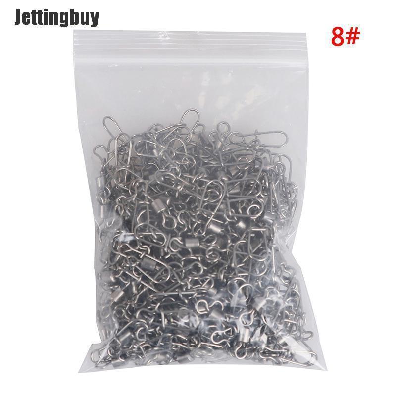 Jettingbuy 200Pcs stainless rolling swivel nice snap lure connector fishing swivels snap 8# 22mm 11kg Int: One size