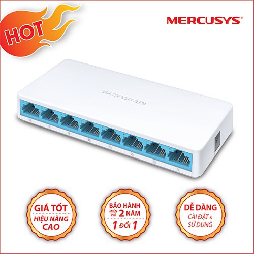 Bộ Chia Tín Hiệu Để Bàn 8 cổng 10/100Mbps Mercusys MS108 - Mới 100%