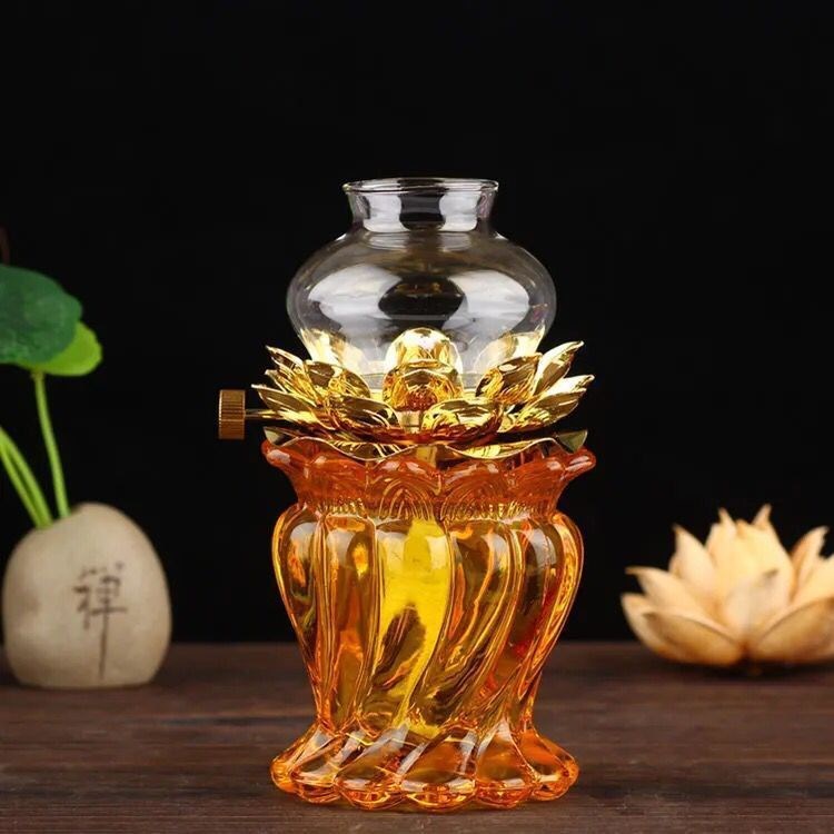 Đèn dầu cát tường lưu ly thủy tinh thờ cúng