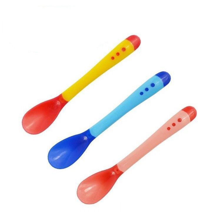 Thìa ăn dặm silicon báo nóng cho bé {Thìa báo nóng cho bé} {Thìa ăn dặm cho bé}