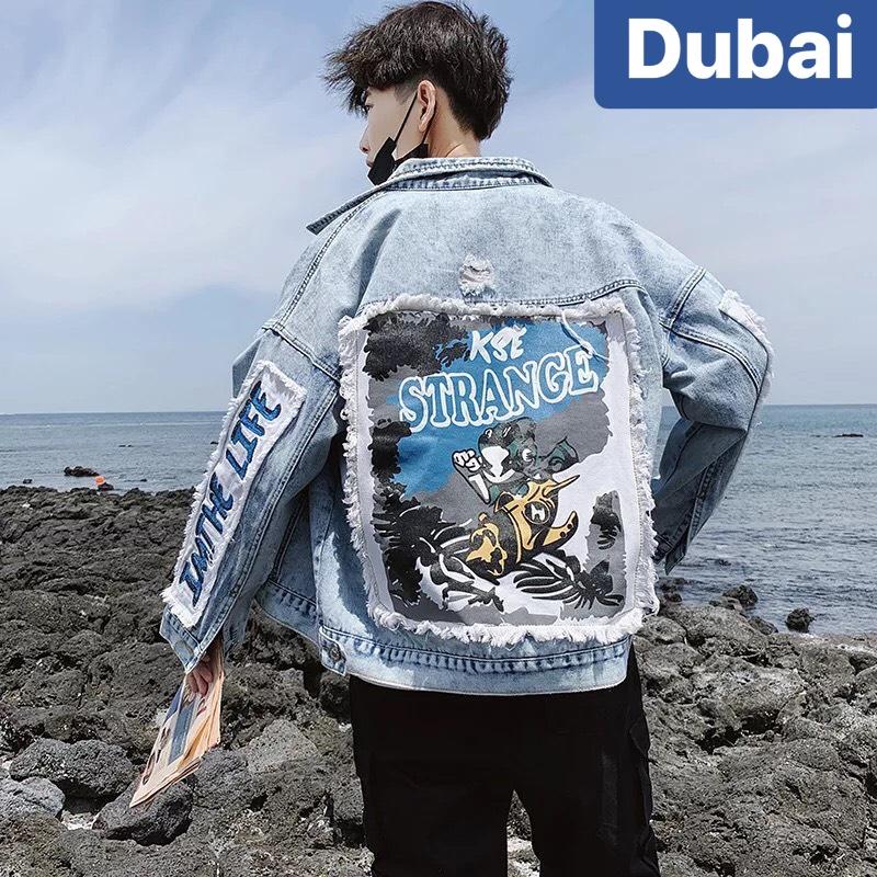 ÁO KHOÁC JEAN NAM CHỐNG NẮNG CHẤT BÒ CHỮ STRANGe HÀN QUỐC CHẤT MEN NGẦU 2023 - DUBAI FASHION