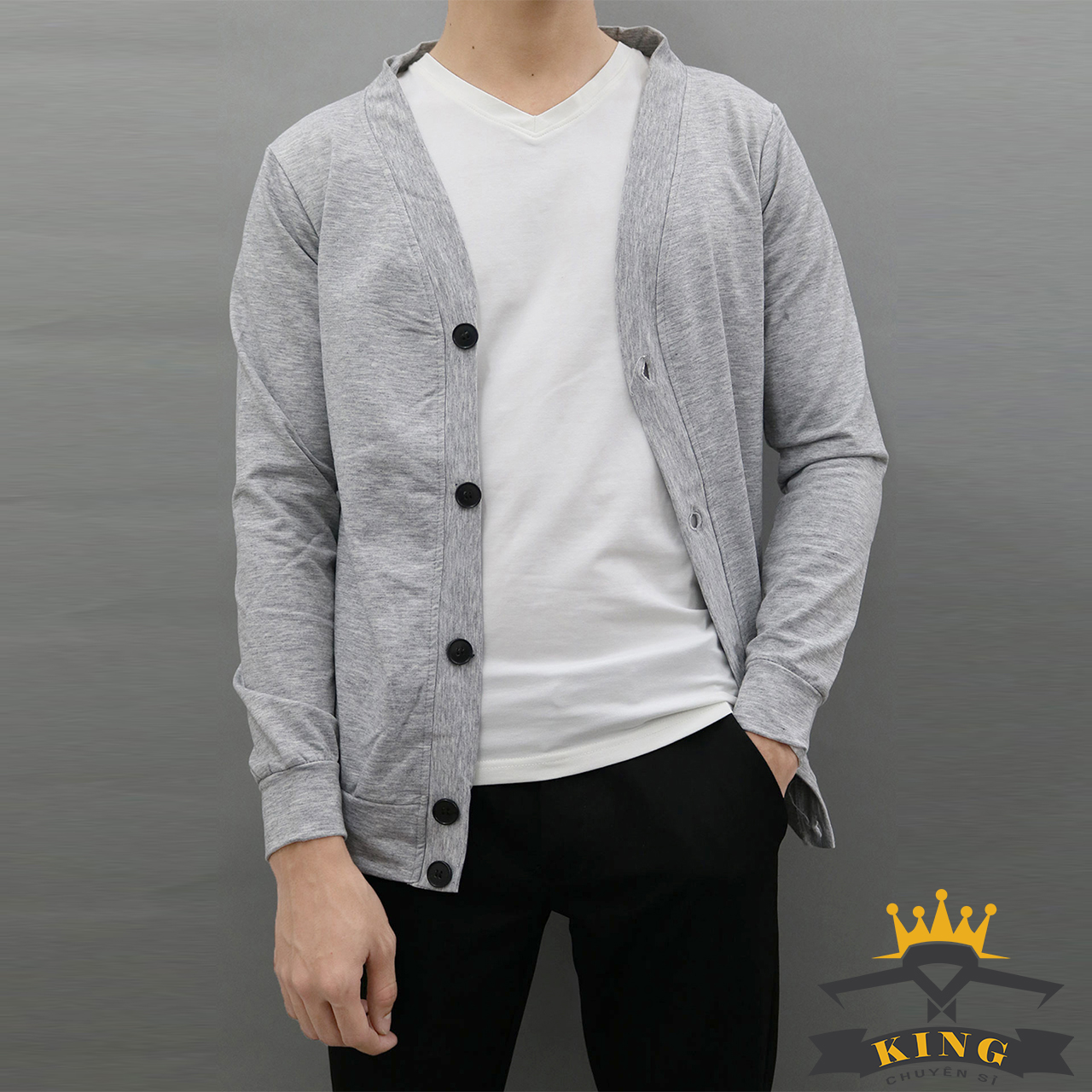 Áo khoác cardigan dáng basic King caravat poly mịn nhẹ form đẹp thời trang K125