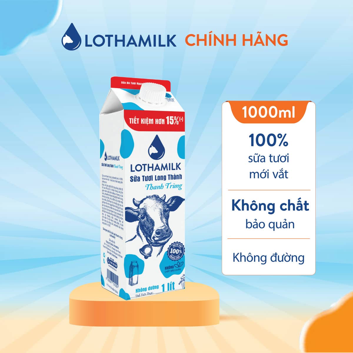 Sữa Tươi Thanh Trùng Lothamilk Hộp 946ML