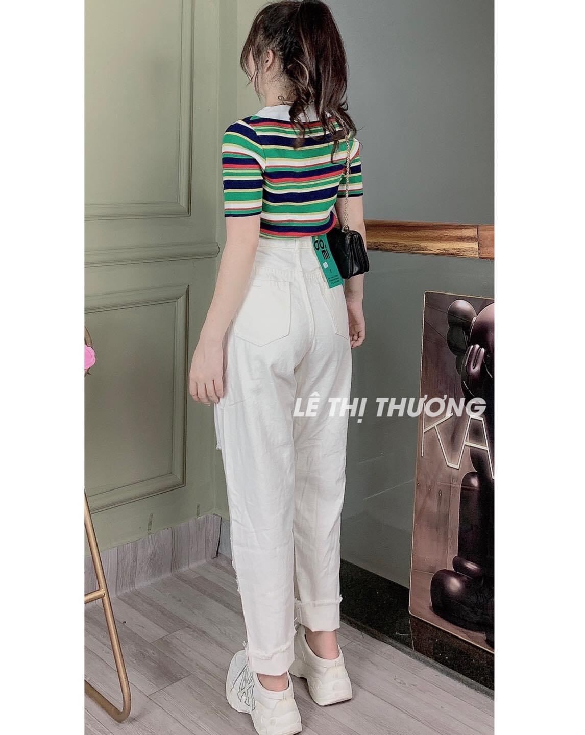 Baggy Jeans Lưng Cao Rách Nhiều