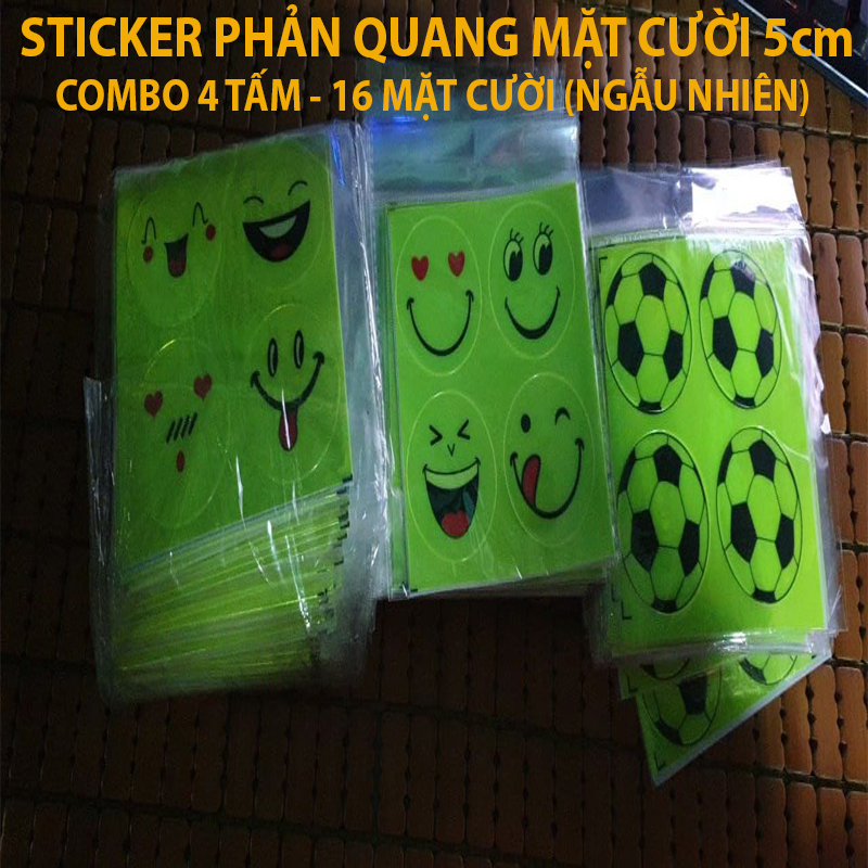 Sticker phản quang mặt cười dán nón, dán xe (Giao mẫu ngẫu nhiên)